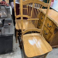 4 Oak Spindle Back Dining Chairs