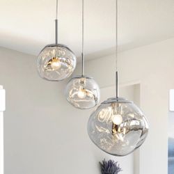 Light Modern Chandelier Chrome Globe Chandelier - New In Box 