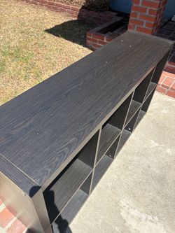 Dark Brown Wood Cubby Storage Shelf