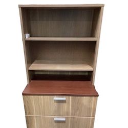 Two Drawer Lateral File Cabinet with Bookcase/Open Shelf