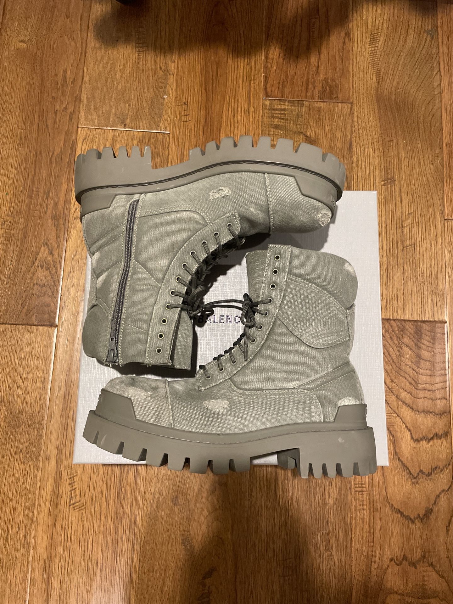Balenciaga Canvas Distressed Strike Boots