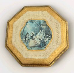 Victorian florentine gold gilted Plaque Italian octagon wall art Vintage