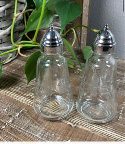 Princess House HERITAGE Vintage Salt and Pepper Shaker Set W/Chrome Plated Metal Tops  each set $35