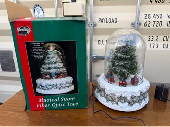 Christmas Tree Kurt S Adler 15" Musical Snow Blowing Fiber Optic Globe