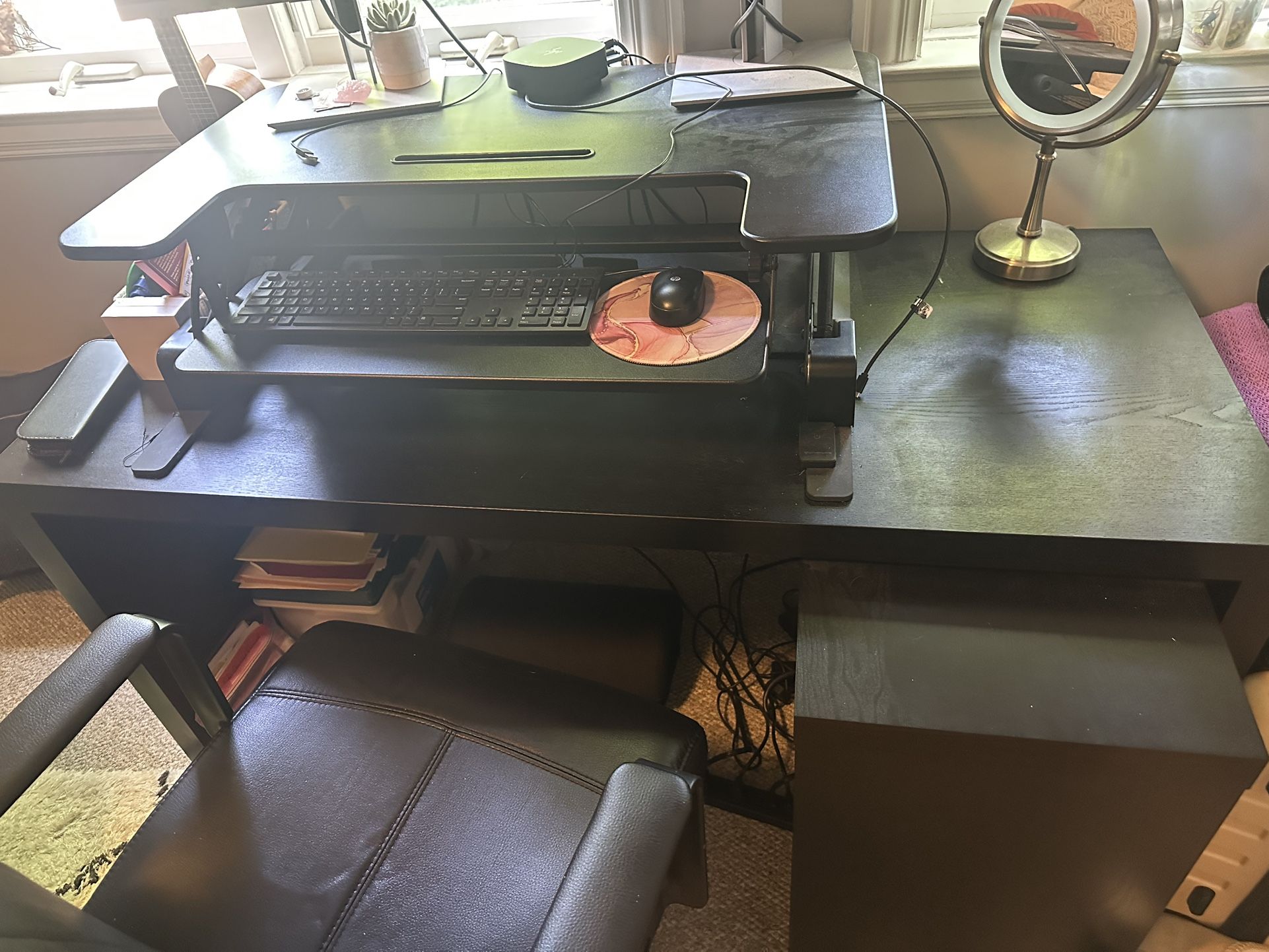 IKEA Black Wood Desk With Standing Desk Extension