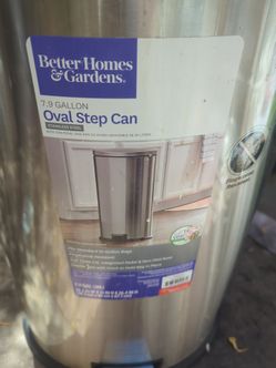 Better Homes and Gardens 7.9 Gallon Oval Step Can in stainless steel