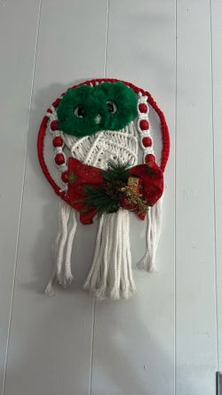 Handmade Macramé Christmas Owl Ornament