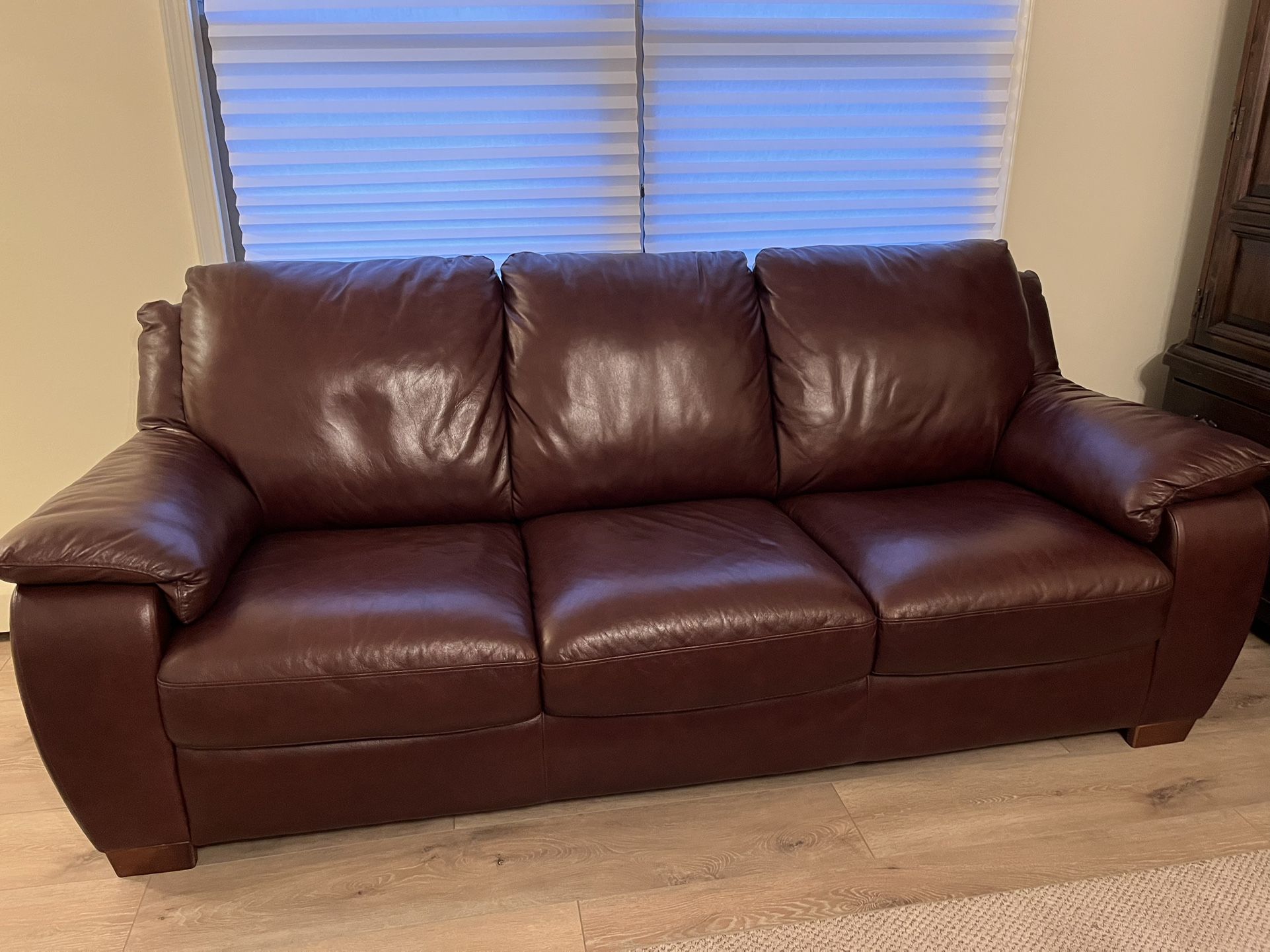Natuzzi Genuine Leather Sofa - Brown