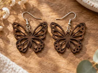 Wooden Butterfly Dangle Earrings