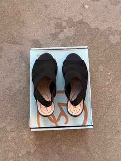NEW LifeStride Women’s Black Slingback Knit Open Toe Heels Sandals - Size 9