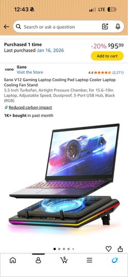 llano V12 Gaming Laptop Cooling Pad with RGB
