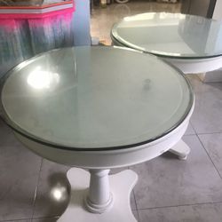 Antique End Tables With Thick Glass Tops