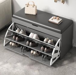 Shoe Stool for Entryway, Shoe Bench, Shoe Rack for Entryway, Free Standing Shoe Racks, Shoe Organizer (Color : Light Gray, Size : 60cm/24in)
