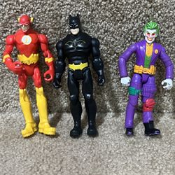 DC Comics lot of 3 Batman Flash Unlimited speed Joker Bat Tech 4” figure 