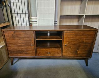 Mid-century wood TV cabinet (64")