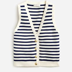 J.Crew Striped V-Neck Button-Up Vest S