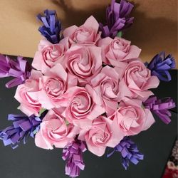 Origami Bouquet Roses + Vase
