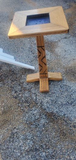 Mid Century Solid Oak Ranch Oak Plant Stand

