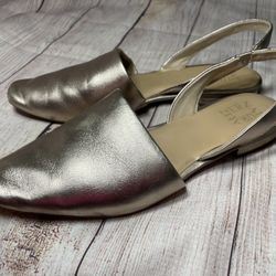 Naturalizer Women’s Size 7.5 Flats Slip On Leather Slingback Metallic 