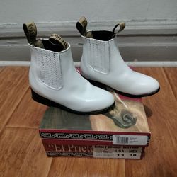 El Prieto White Leather Ankle Boots
