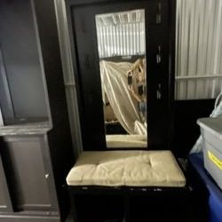 Crate and Barrell Hall Tree Bench with Mirror