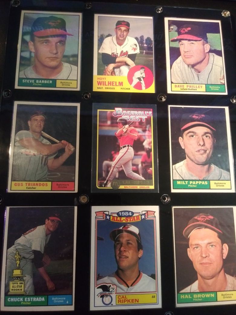 9 vintage baseball cards Baltimore Orioles