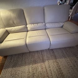 Reclining Fake Leather Couch Cream