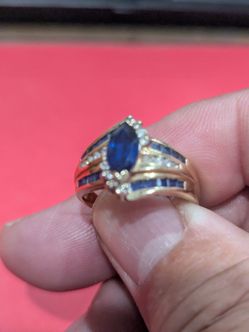 14kt gold sapphire and diamond ring