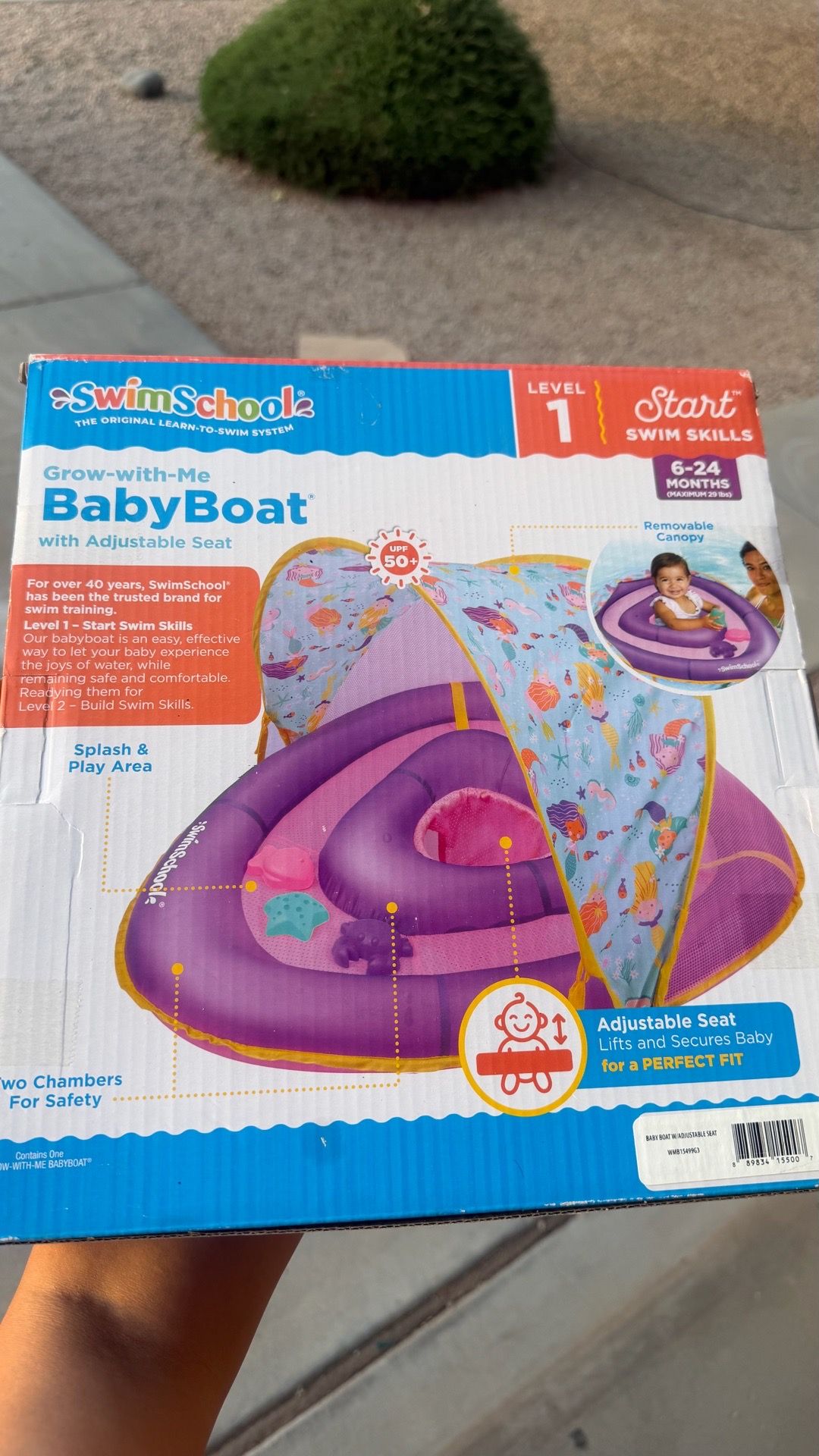 NEW SwimSchool Grow-with-Me Baby Boat Float w/ Canopy 6–24 Months