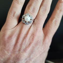 Cultured Pearl Ring Size 6.5 New
