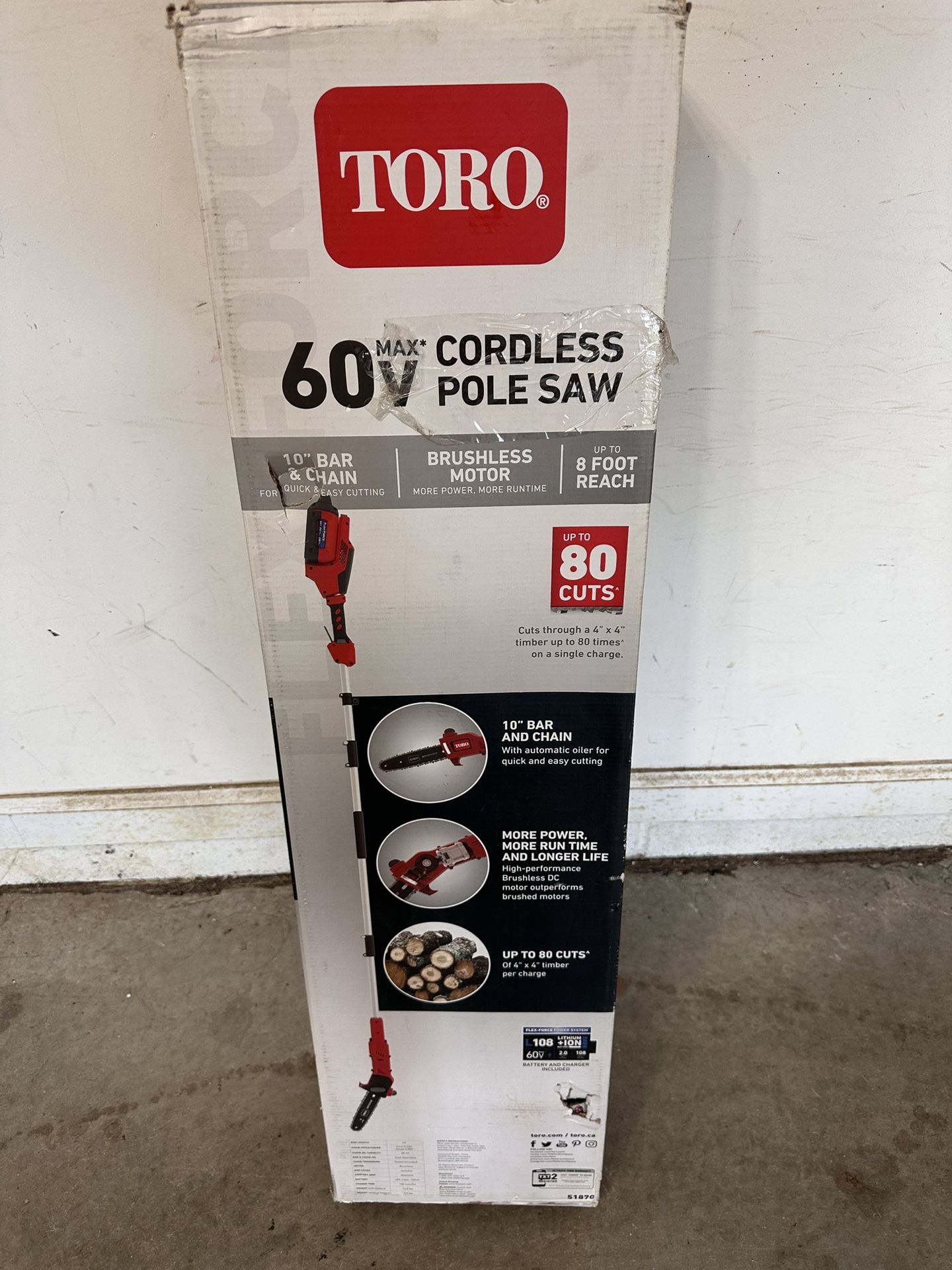 Toro Flex-Force 60-volt Max 10-in 2 Ah Battery Pole Saw (Battery and Charger Included)