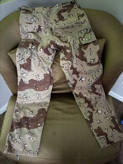 Brown and beige camo cargo pants