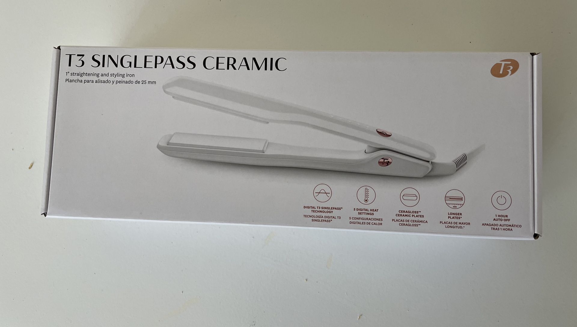 Brand NEW In Sealed  Package  T3 Single pass Ceramic 1" Straightening And Styling  Straight  Smooth Hair
