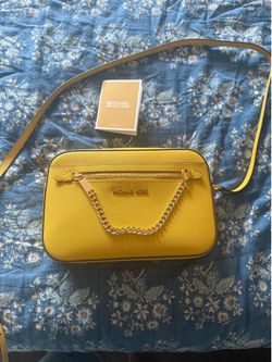 Michael Kors yellow saffiano crossbody