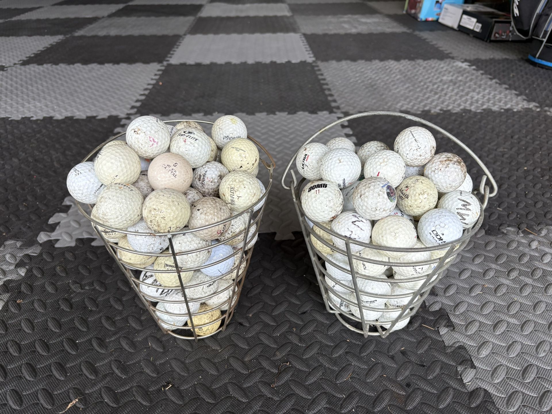 Two Buckets Of Golf Balls (120) With Practice Mat