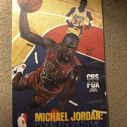 1989 3x5 Cloth Card Michael Jordan T-Shirt Advertisement From CBS/Fox Come Fly With Me