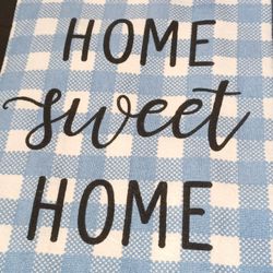 New 2 Piece Set Kitchen Flour Sack Hand Dish Tea Towels Home Sweet Home Blue 