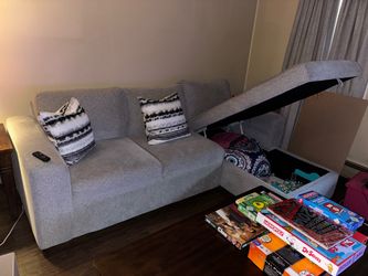Gray sectional two pieces with storage in the Chase chair