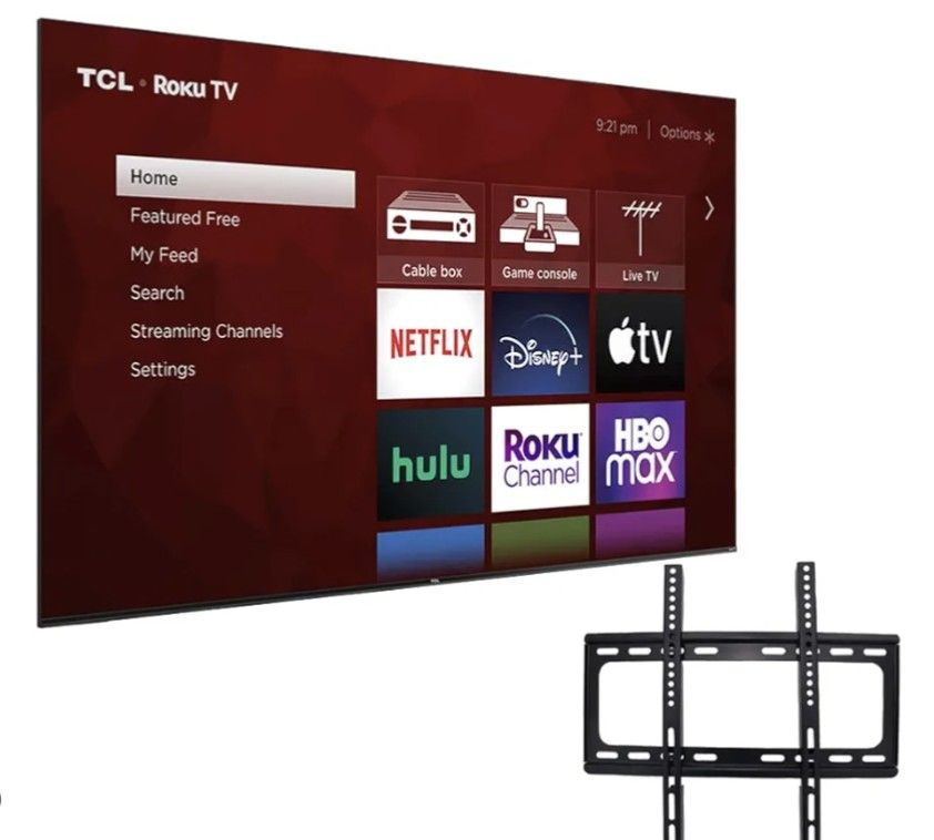 50 Inch TCL Smart TV w/ Mount & Remote & HDMI Cord
