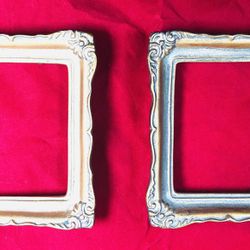 5.5”x 6.5”  2 Matching Wooden Gold Painted Picture Frames