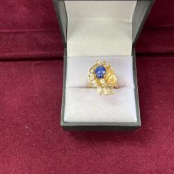 14K Gold Birthday Stone Ring Size 6.5: 4.8grams 