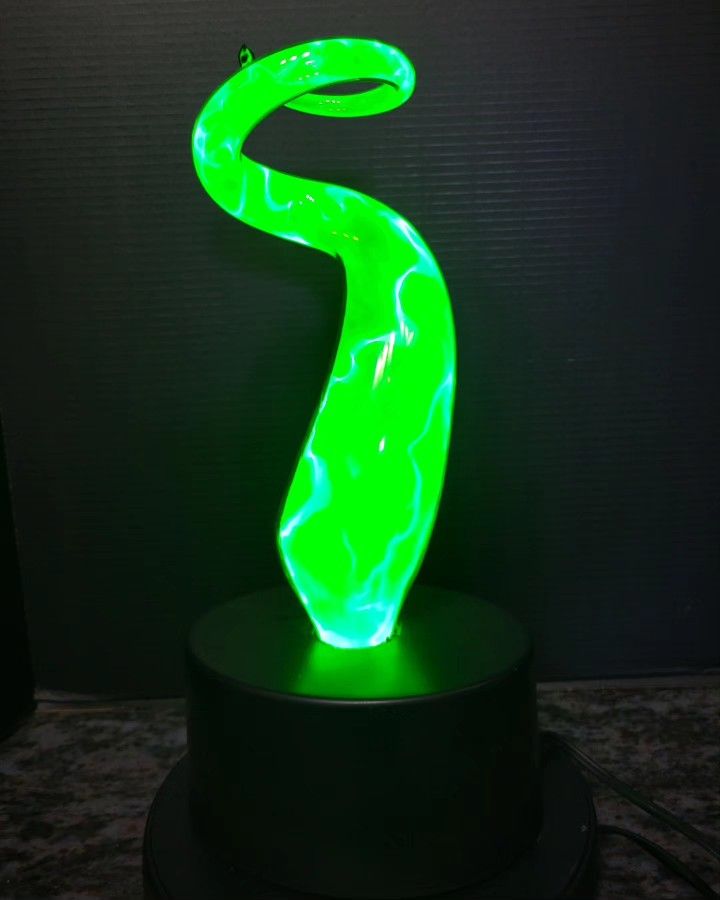 Lumisorce Twisted Plasma Green Swirl Art Glass Table Lamp 13" Tall