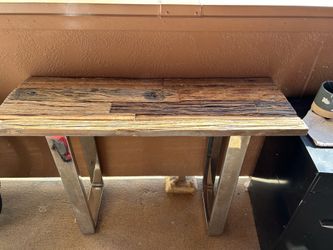 Rustic Solid Wood Console Table With Metal Legs