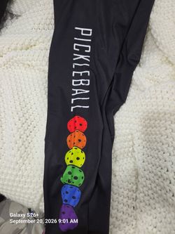 Pickleball Graphic Leggings Black Rainbow