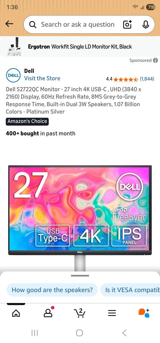 Dell S2722QC Monitor - 27 inch