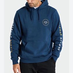 Brixton Men’s Crest Hood Sweater Color Moonlit Ocean Size XL