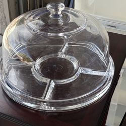 Glass Cake Dome / Covered Server with Divided Tray