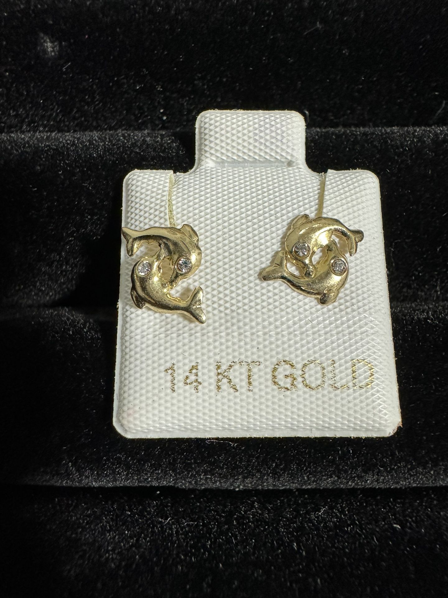 14 K Yellow Gold Dolphins 🐬 Stud Earrings