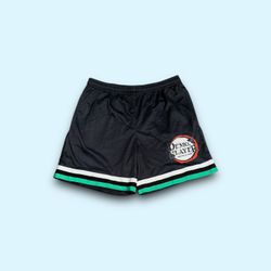 Demon Slayer Kimestsu no yaiba mesh athletic shorts black men’s medium 