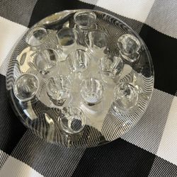 VTG Flower Frog 13 Holes Clear Glass 5” Rd Heavy 1.5” Thick